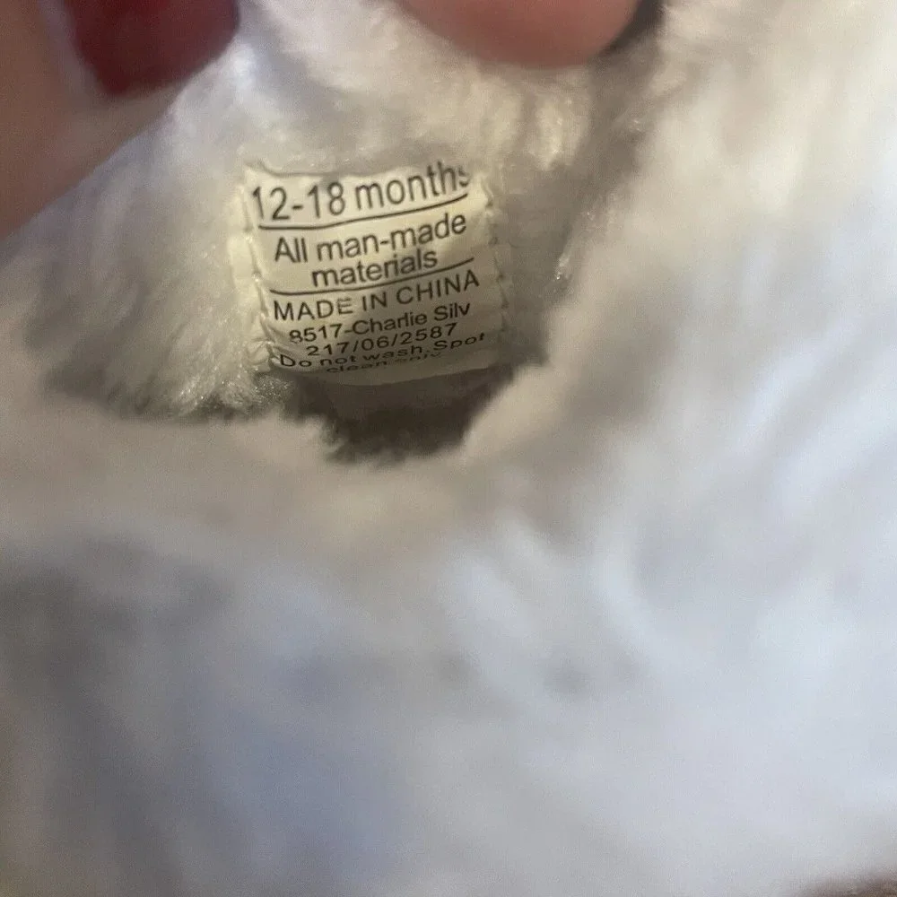 Surprize Stride Rite White Sparkle Faux Fur Booties 12-18 M Christmas Moccasin